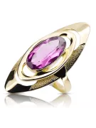 14K жълто злато Аметист Пръстен Винтидж крафт vrc189y